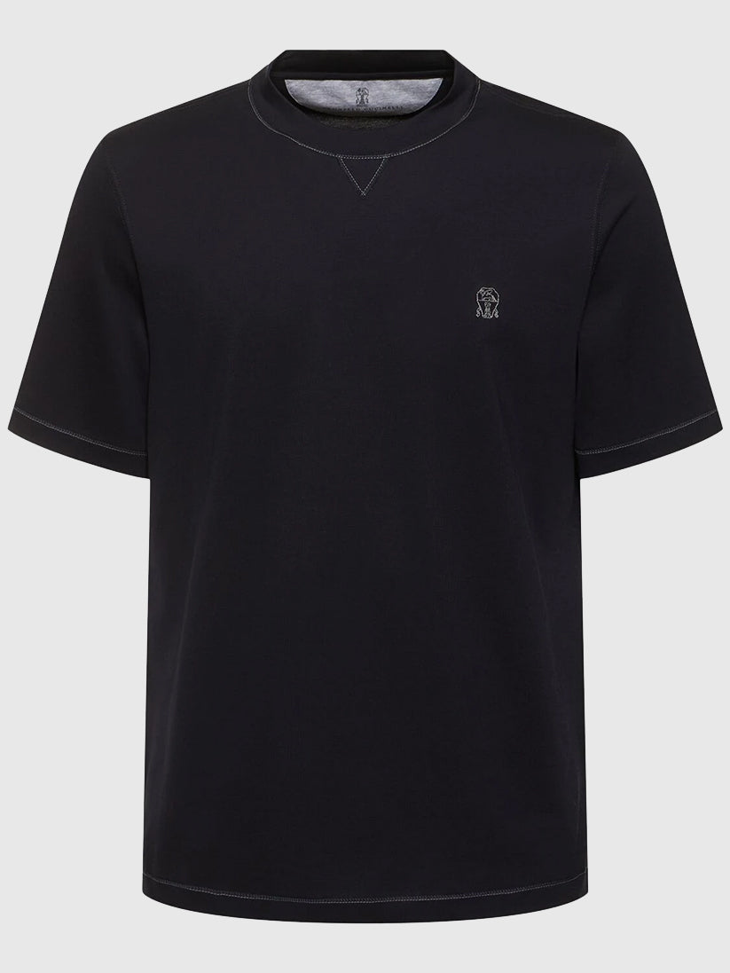 Brunello Cucinelli black cotton logo t-shirt