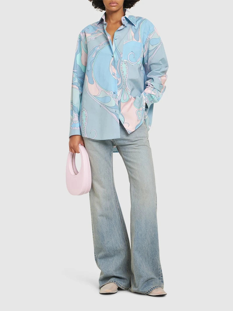 Orchid print poplin shirt