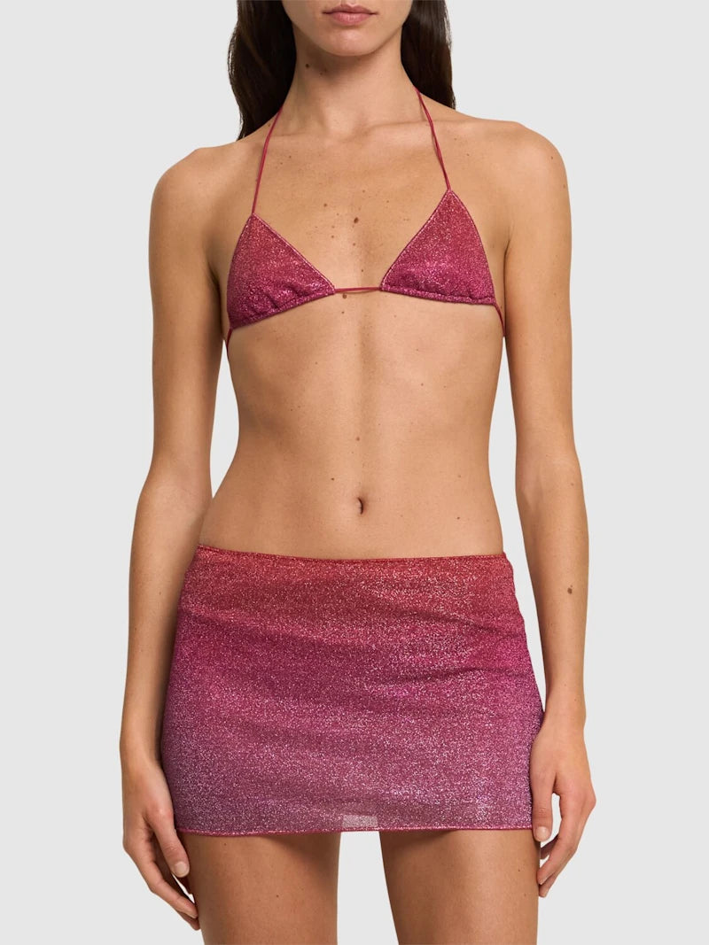 Lumiere shade lurex mini skirt