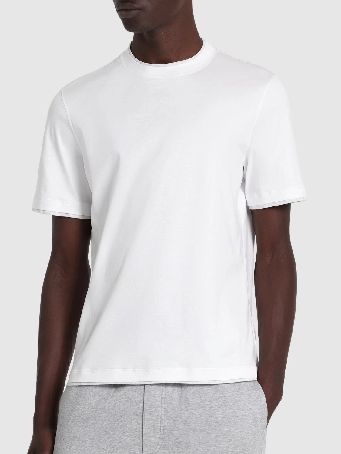 Layered cotton jersey solid t-shirt