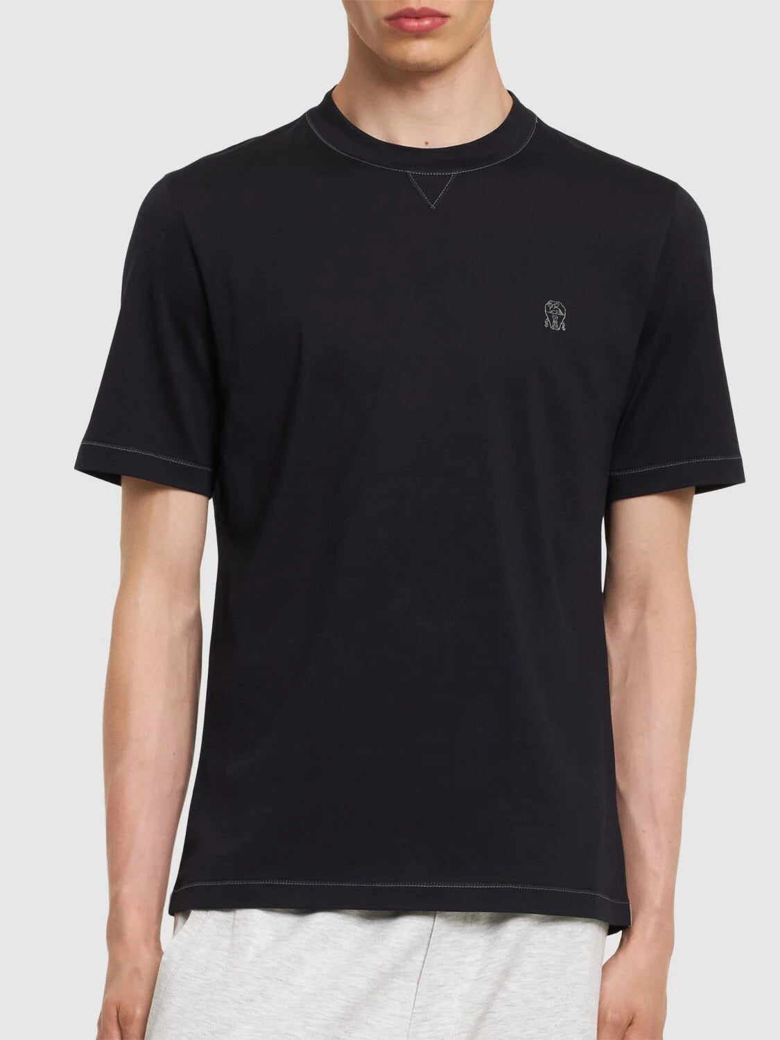 Brunello Cucinelli black cotton logo t-shirt