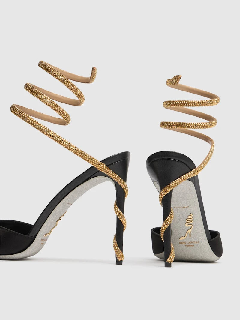 105mm Embellished satin pumps