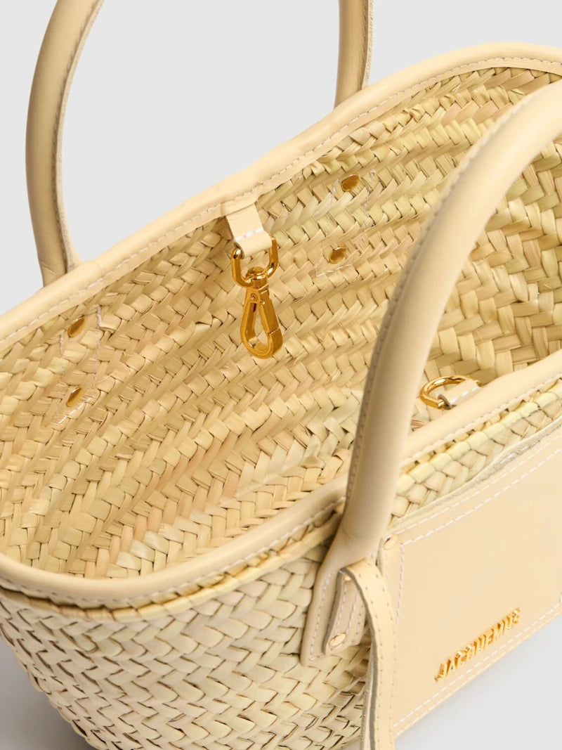 Le Petit Panier Soli raffia leather bag