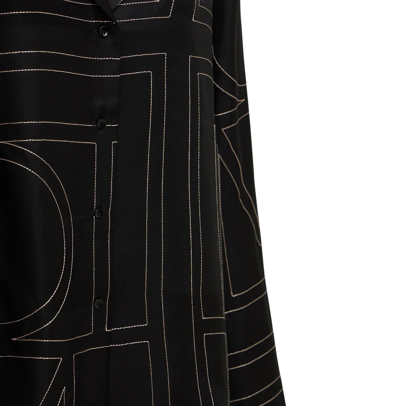 Embroidered black silk shirt