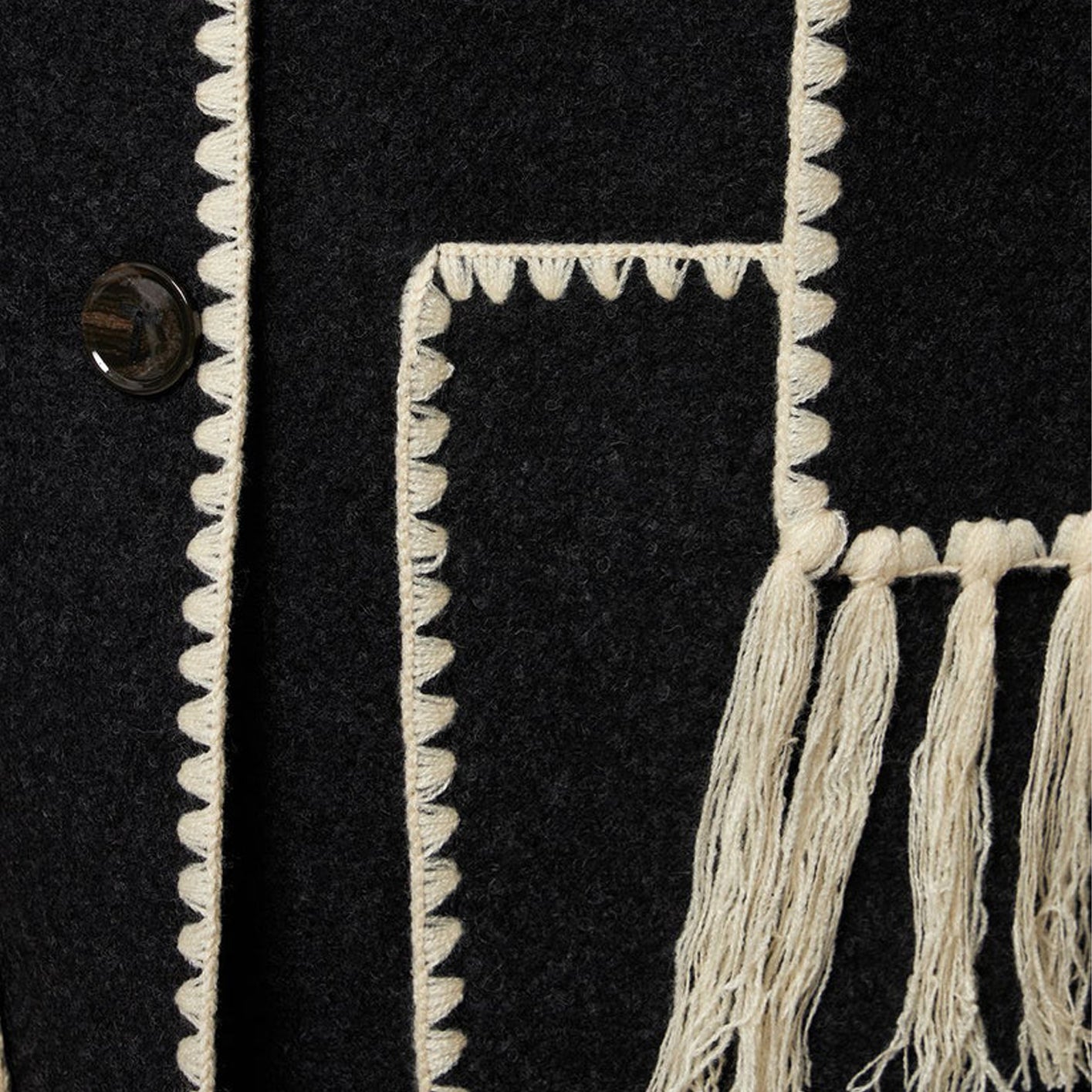 Embroidered wool blend jacket w/scarf