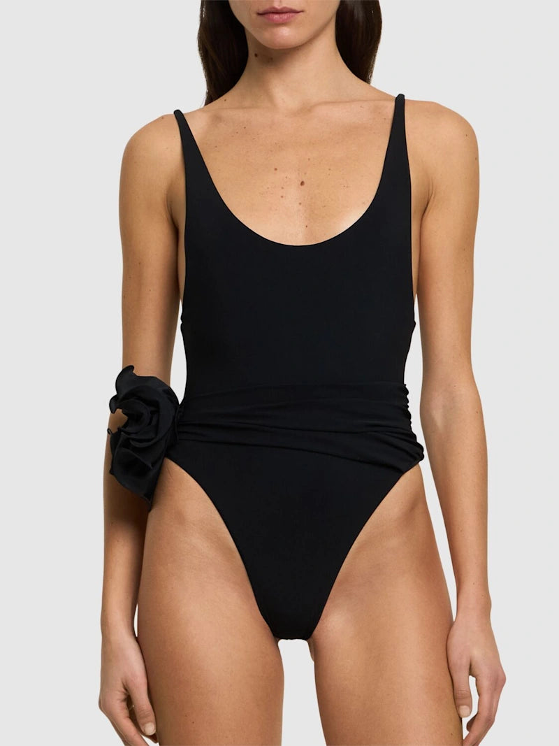 Jersey rose detail one piece swimsuit