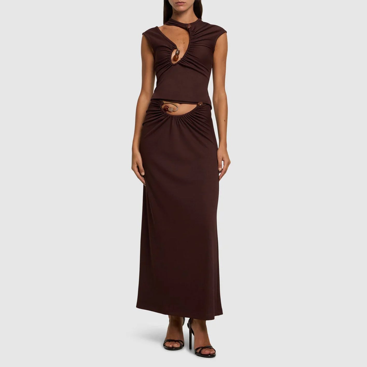 Spiral crystal compact tech long skirt