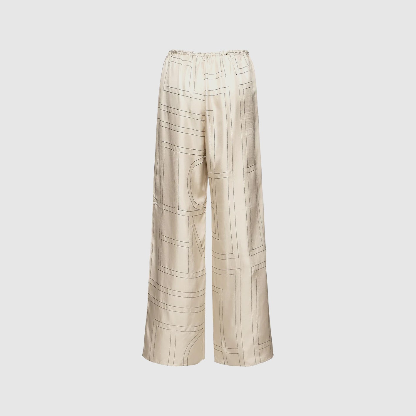 Monogram embroidered silk pants