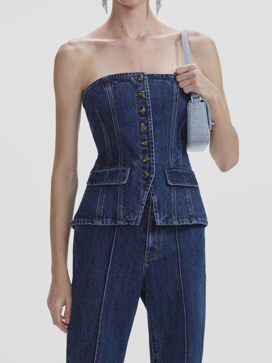 Denim Bandeau Jumpsuit