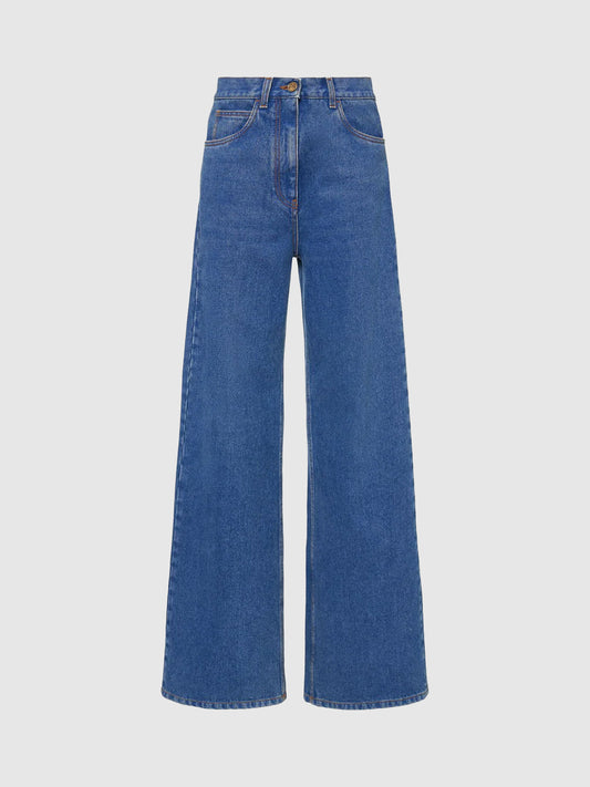 Denim high rise wide jeans
