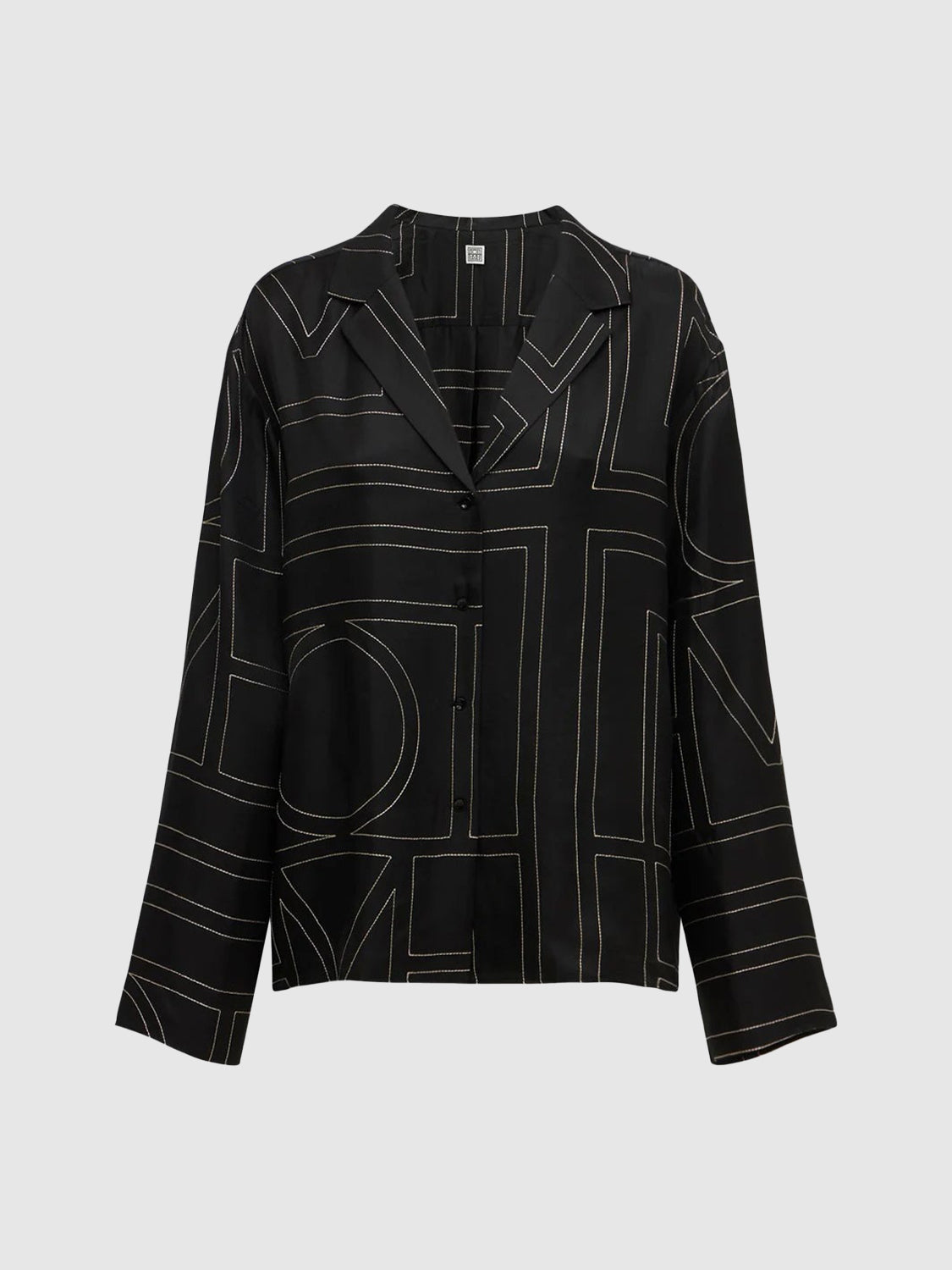 Embroidered black silk shirt