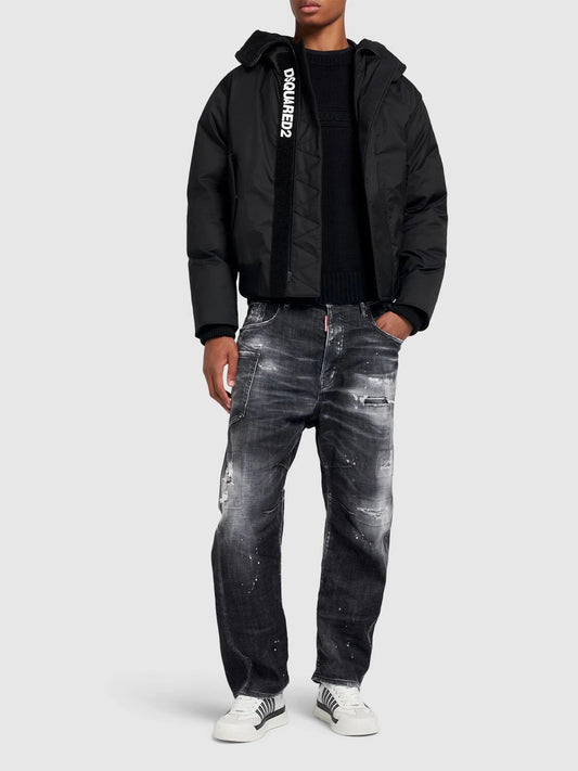 Techno puffer bomber jacket
