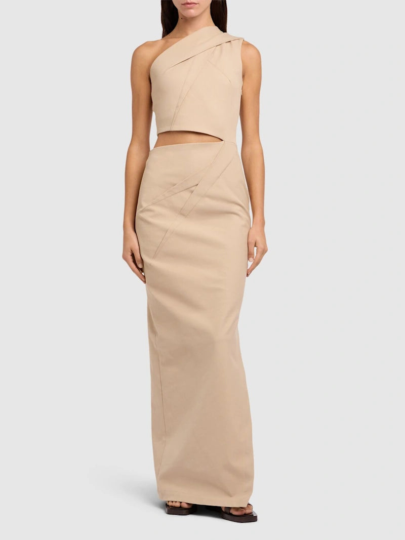 Nievo twill one shoulder cutout dress