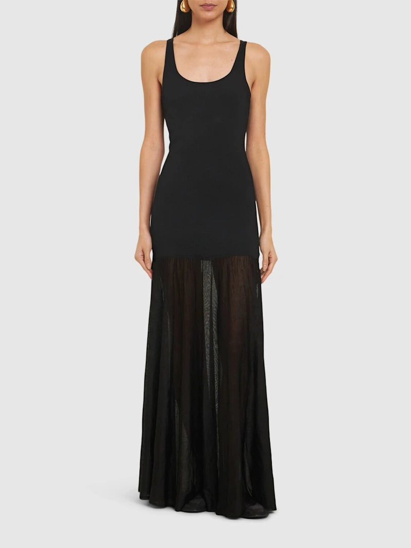Plissé knit evening gown