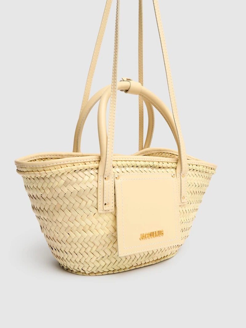 Le Petit Panier Soli raffia leather bag