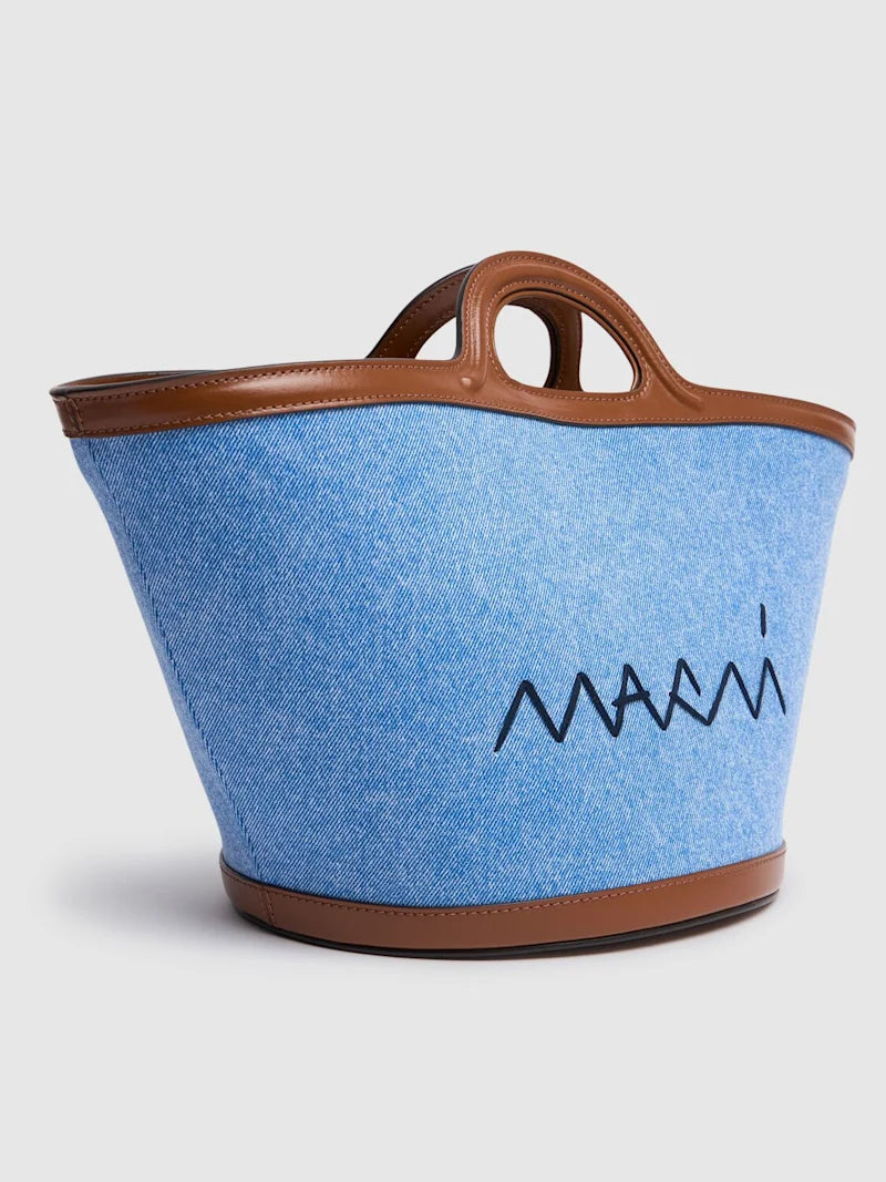 Small Tropicalia denim top handle bag