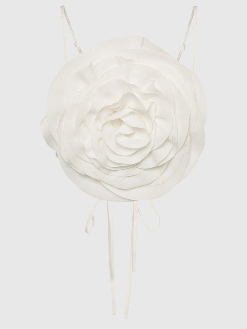 Washed gabardine top w/ rose