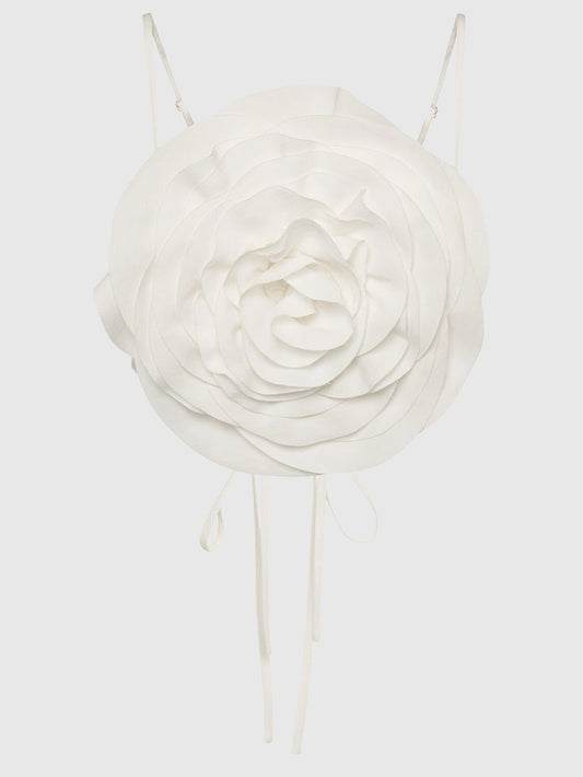 Washed gabardine top w/ rose