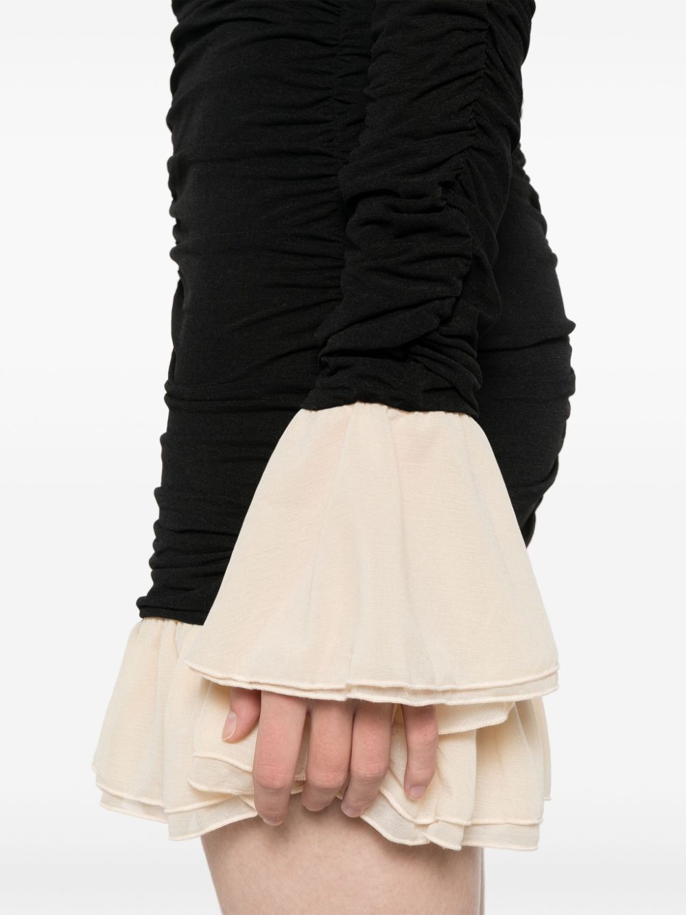 Mini Ruched Ls Dress Black