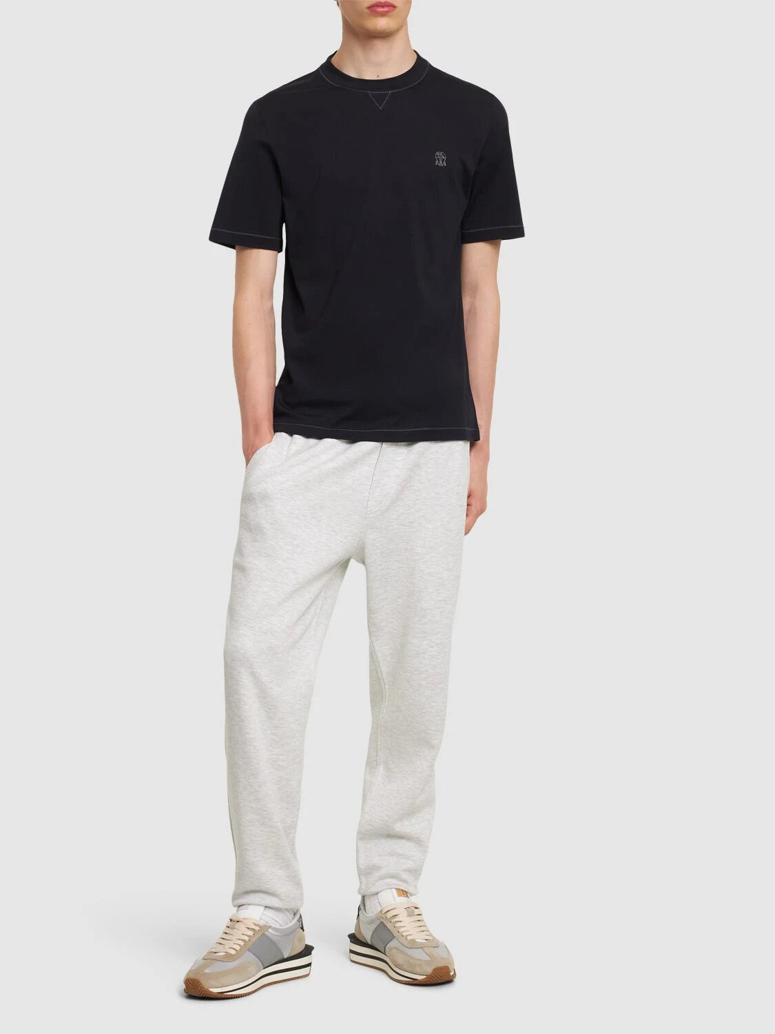 Brunello Cucinelli black cotton logo t-shirt