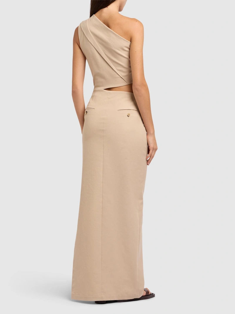 Nievo twill one shoulder cutout dress
