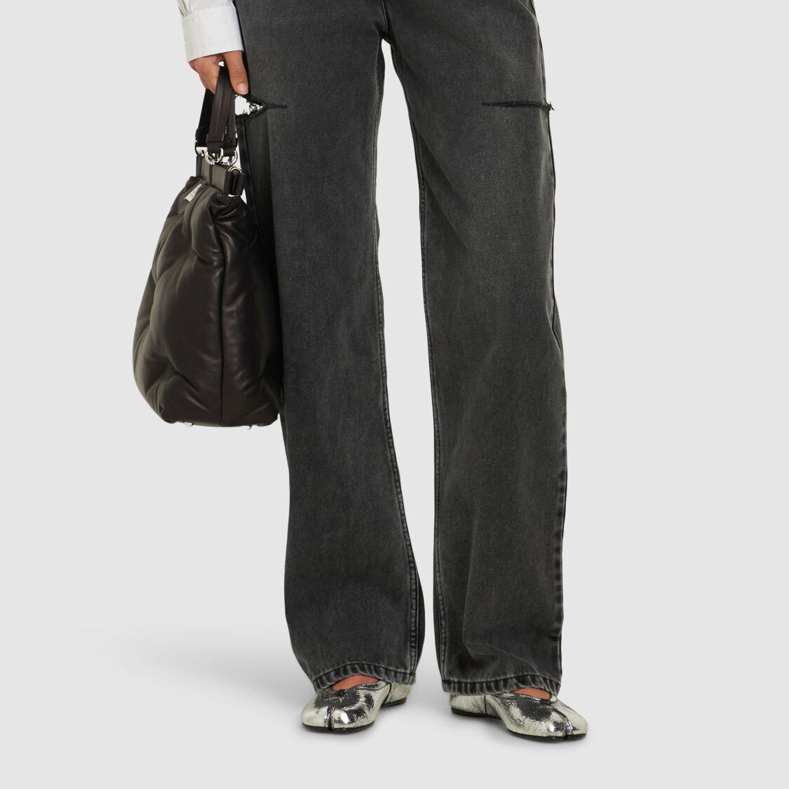 10mm Tabi cracklé leather ballerina flat