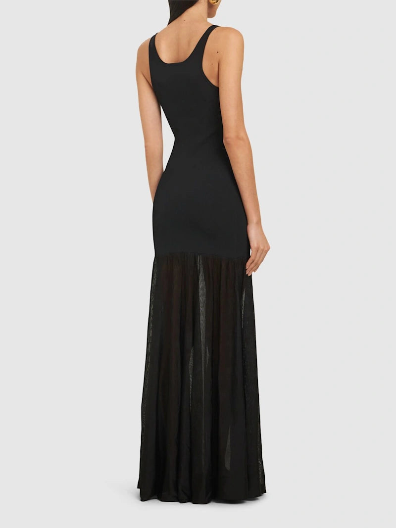 Plissé knit evening gown
