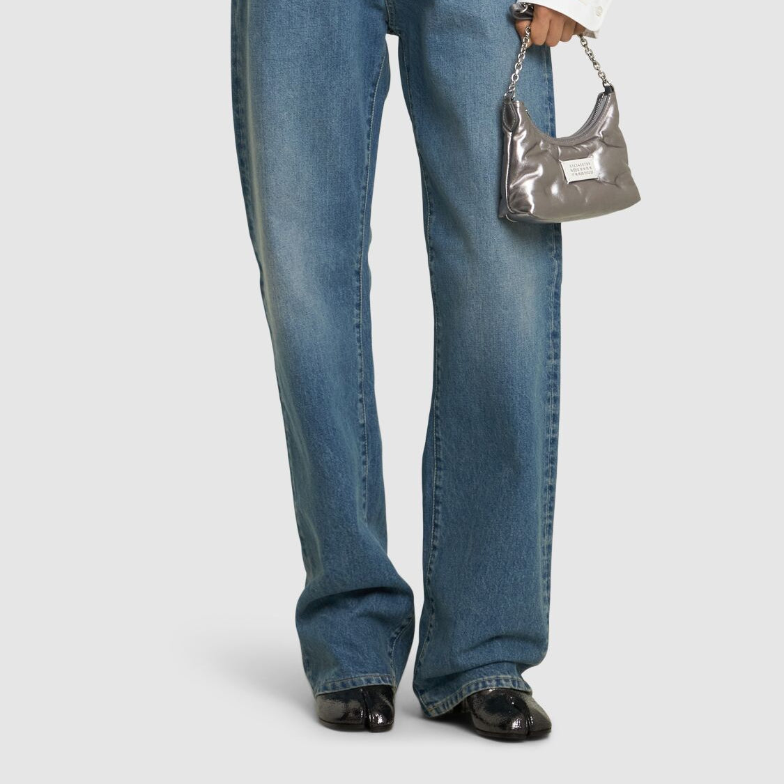 80mm Tabi mirror leather ankle boots