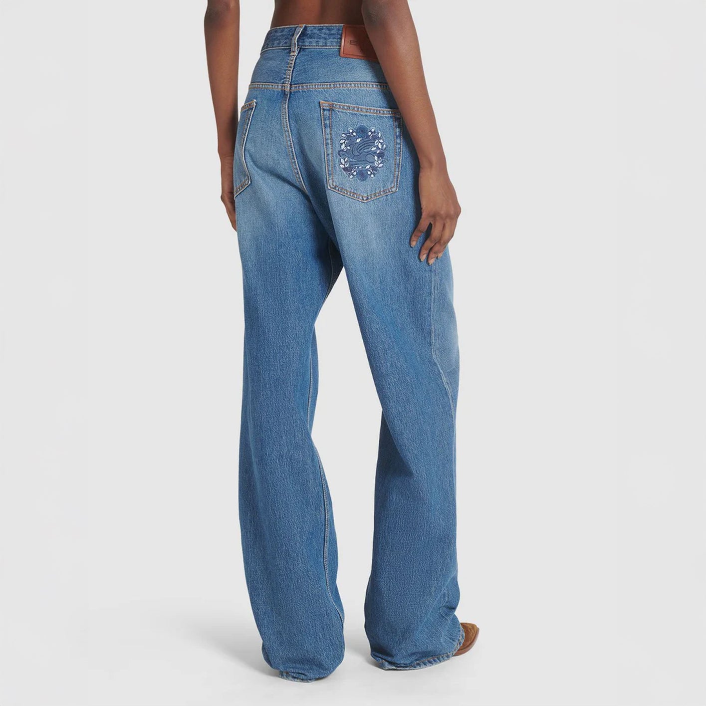 High rise cotton denim baggy jeans