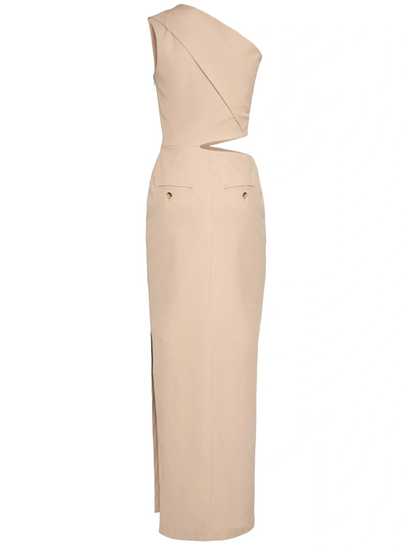 Nievo twill one shoulder cutout dress