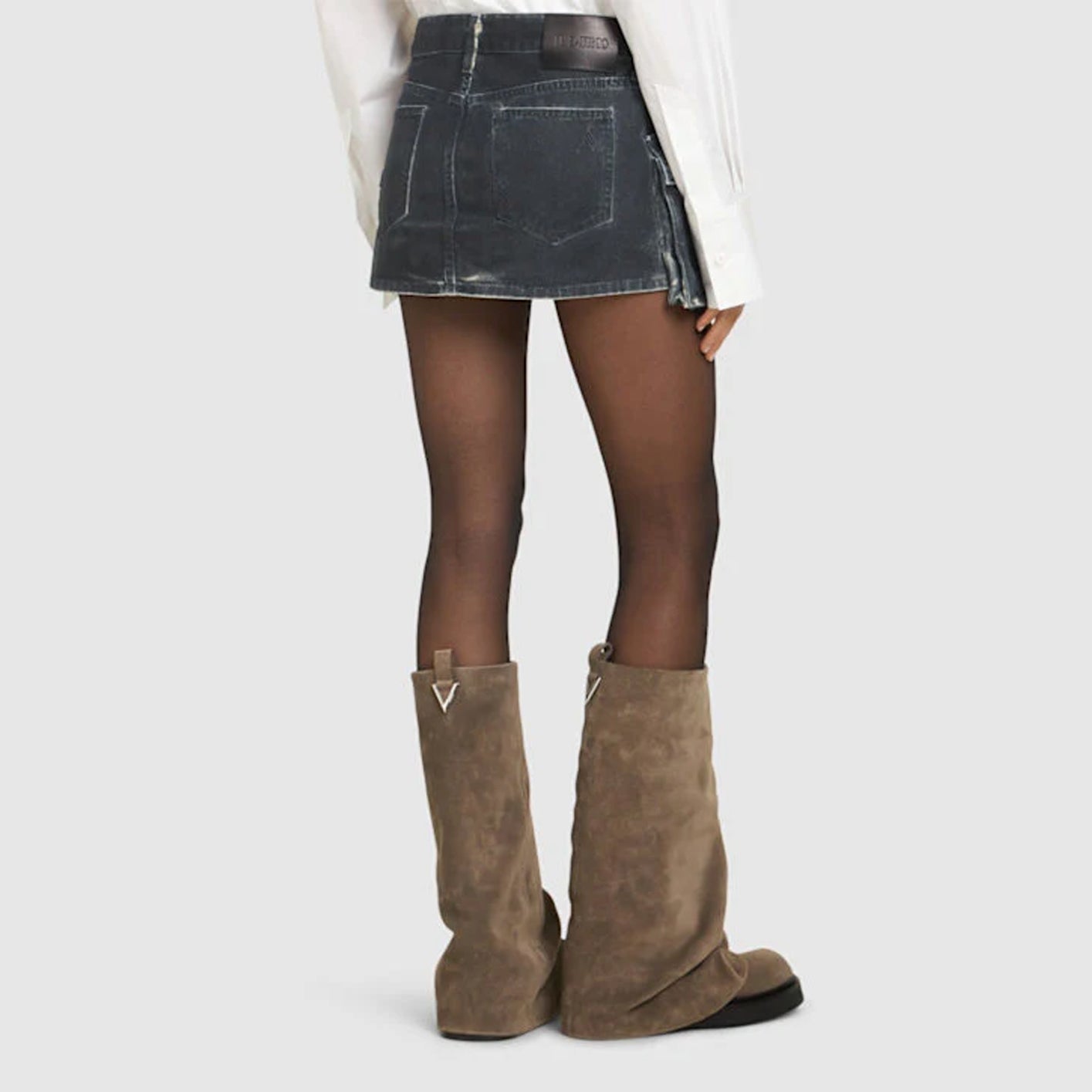 Mat coated canvas mini skirt