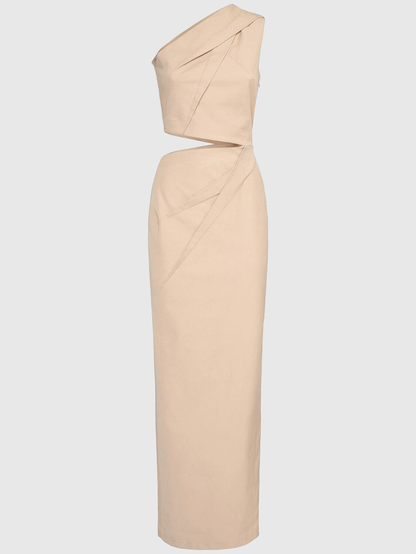Nievo twill one shoulder cutout dress