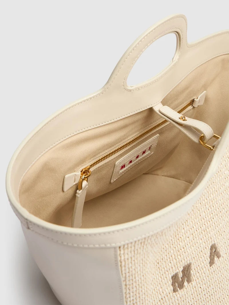 Small Tropicalia raffia effect bag