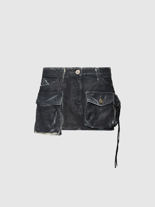 Mat coated canvas mini skirt