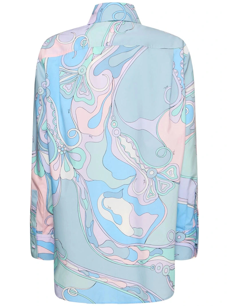 Orchid print poplin shirt