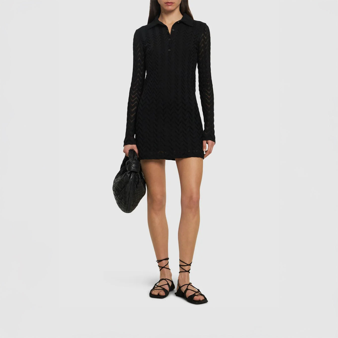 Chevron cotton blend mini dress