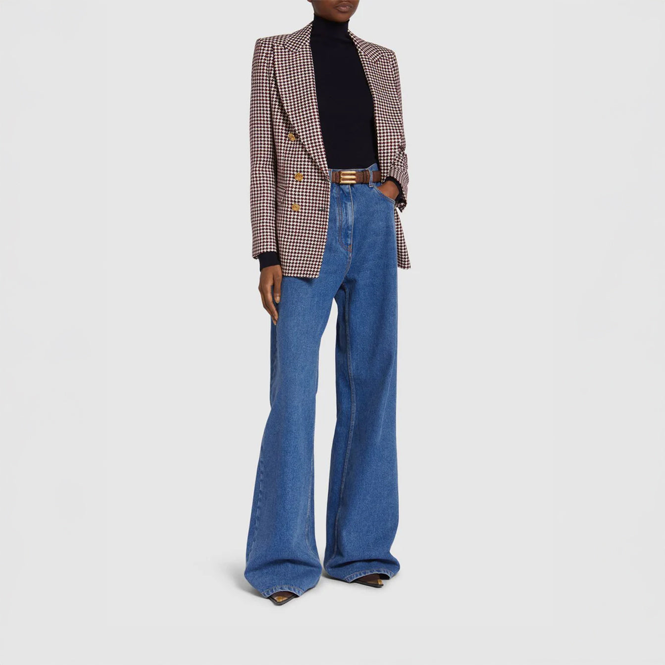 Denim high rise wide jeans