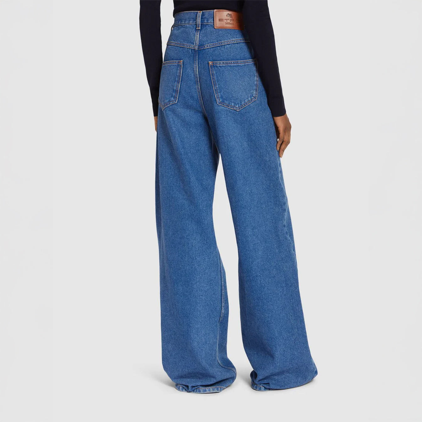 Denim high rise wide jeans