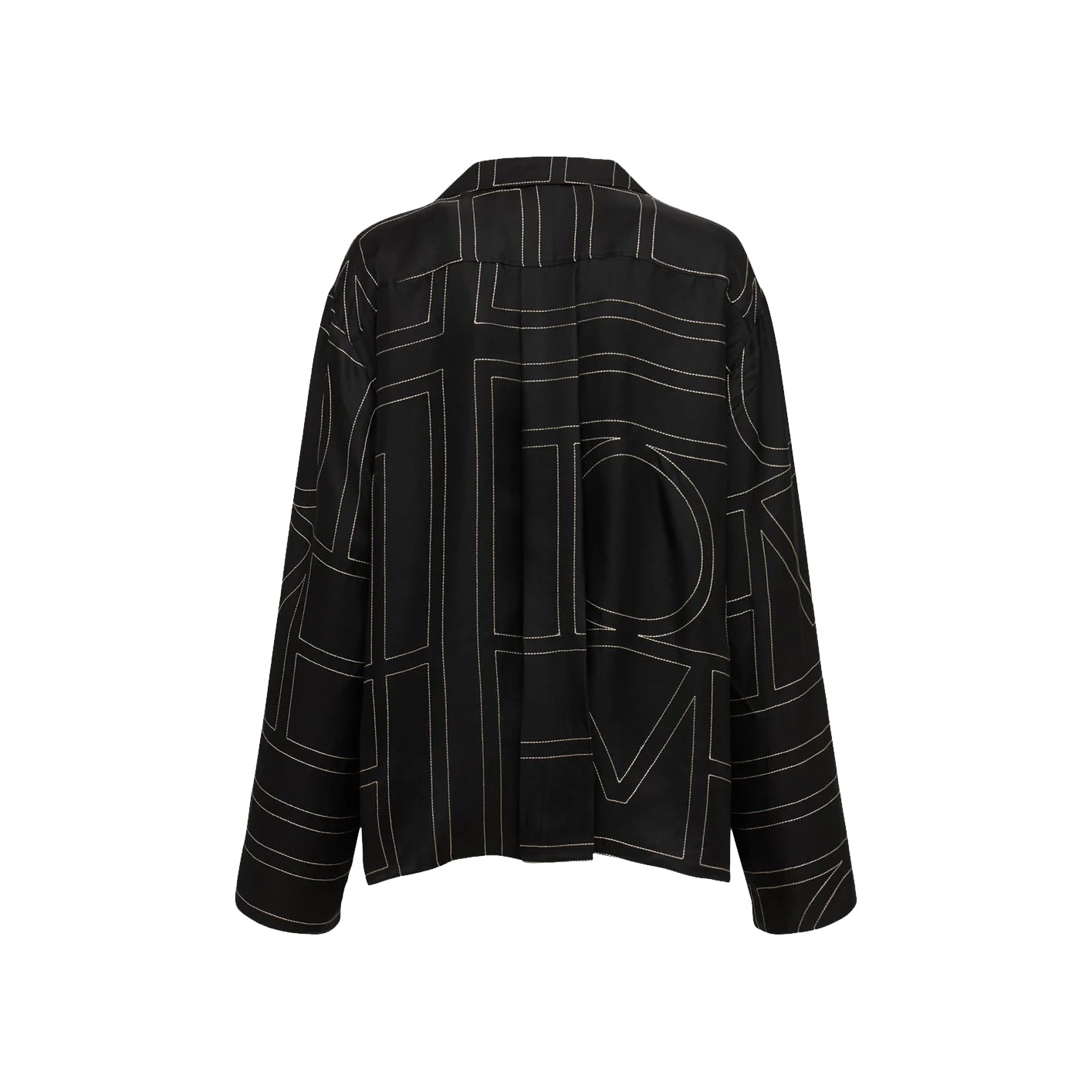 Embroidered black silk shirt