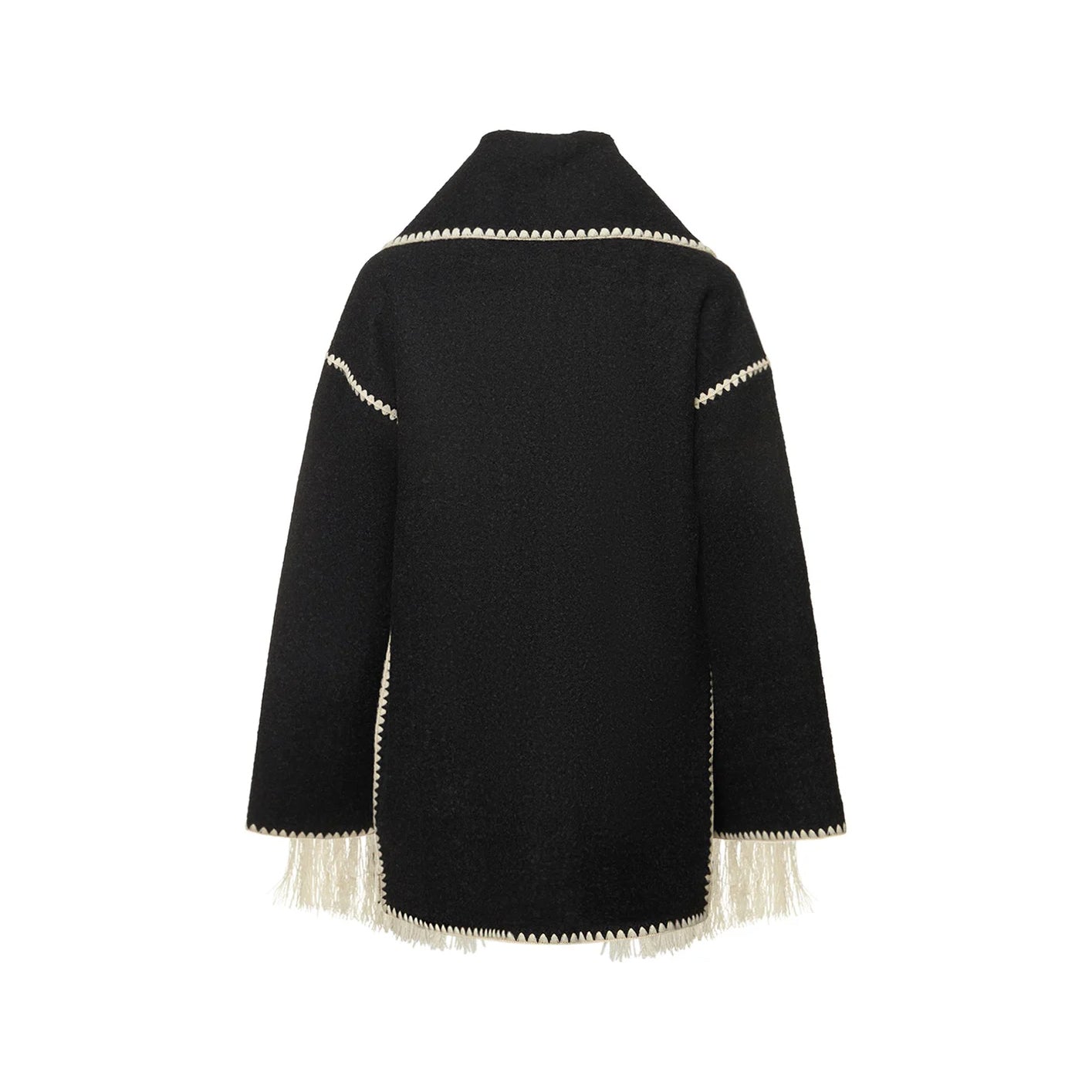 Embroidered wool blend jacket w/scarf
