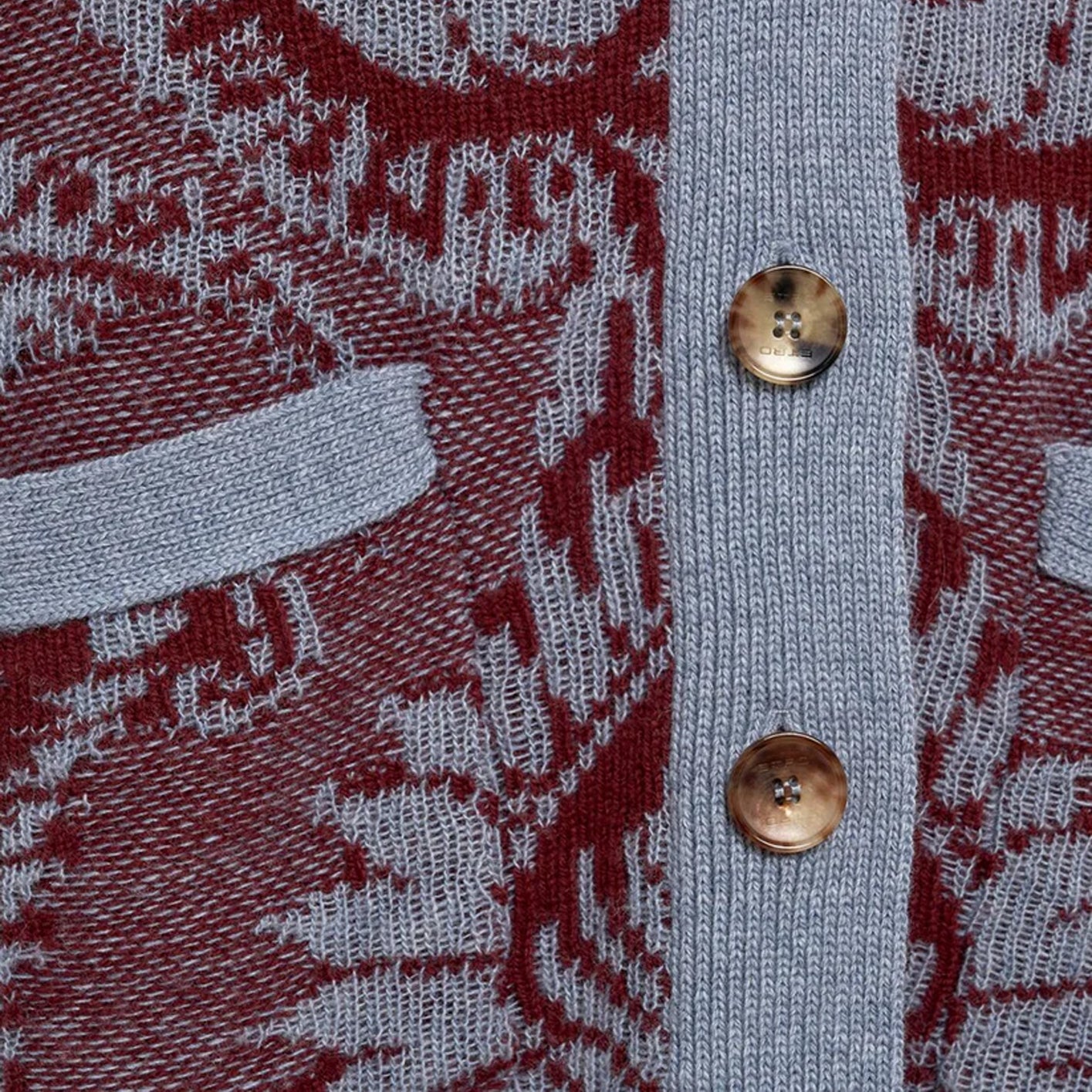 Embroidered wool knit oversized cardigan