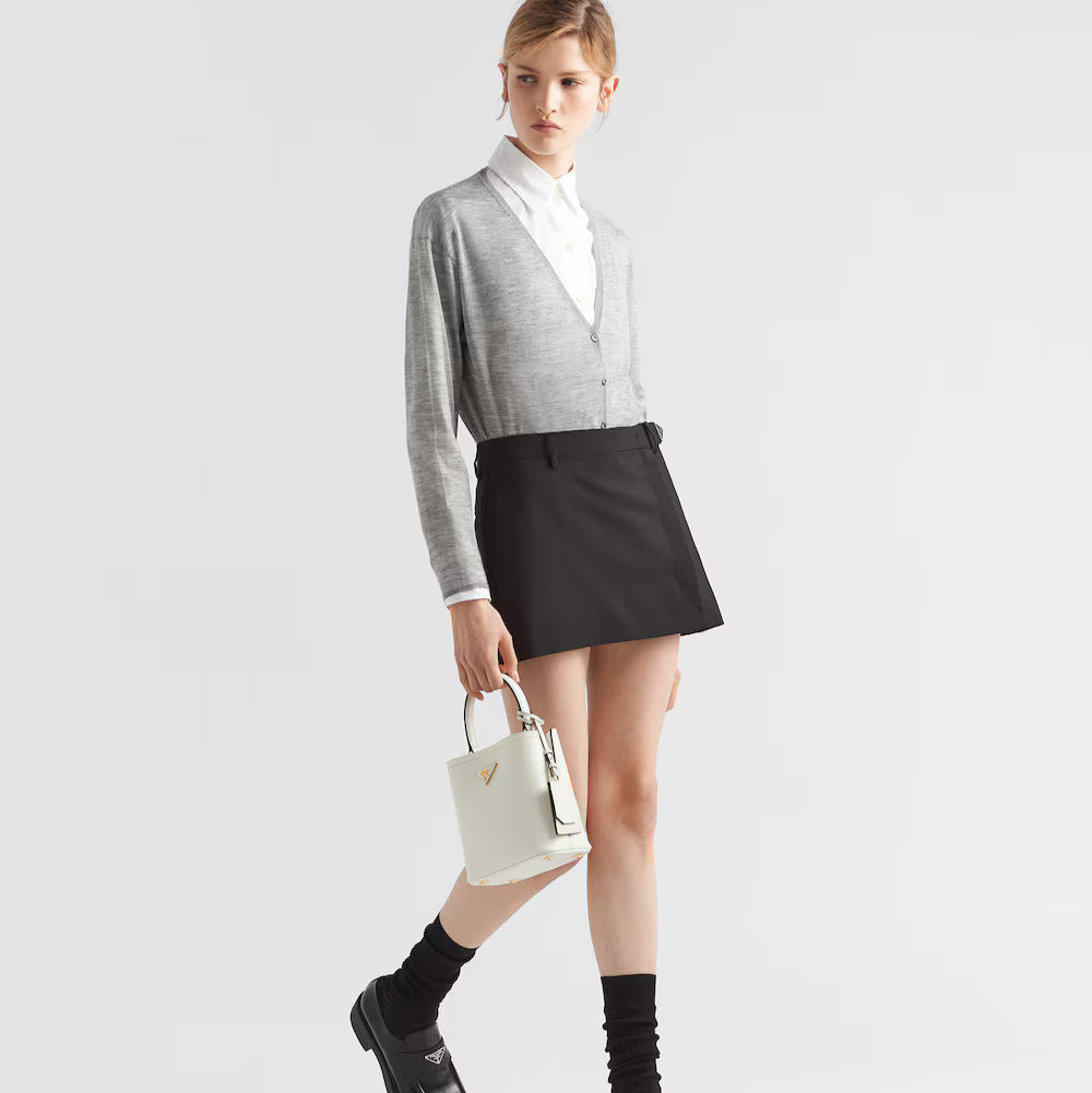 Small Saffiano Leather Prada Panier Bag