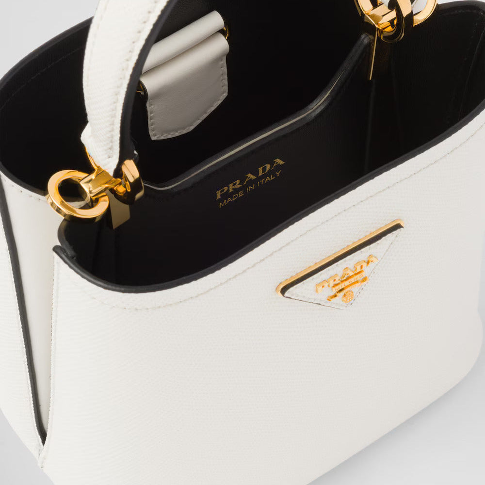 Small Saffiano Leather Prada Panier Bag