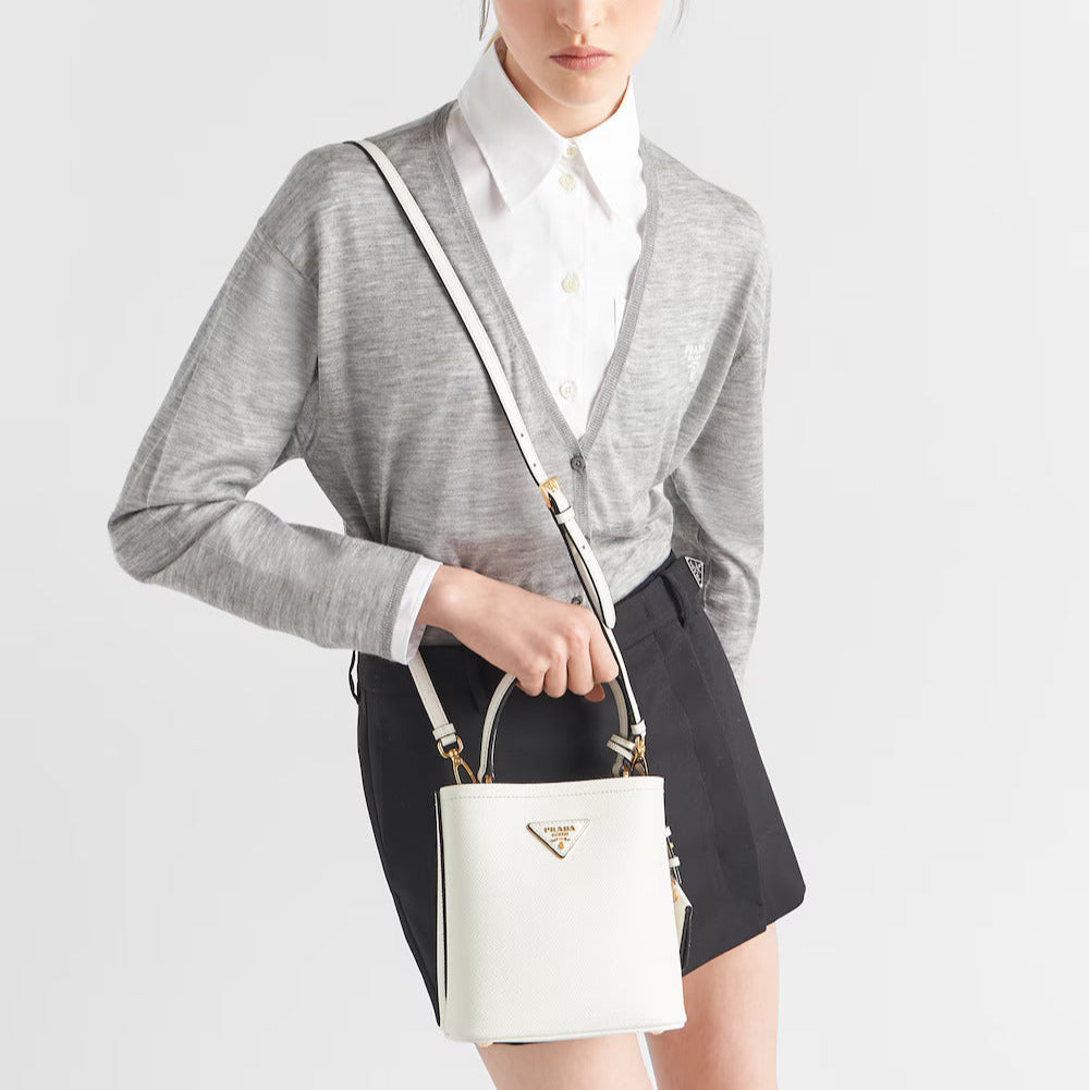 Small Saffiano Leather Prada Panier Bag