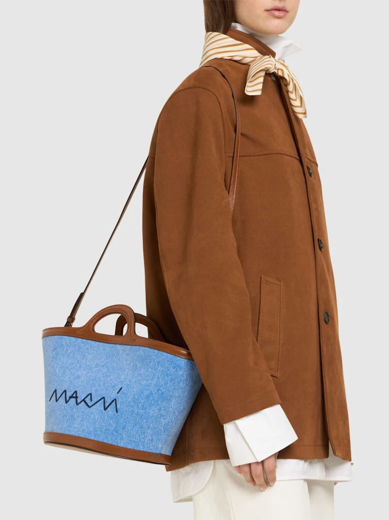 Small Tropicalia denim top handle bag